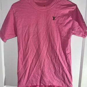 LV Print Logo Pink T-Shirt